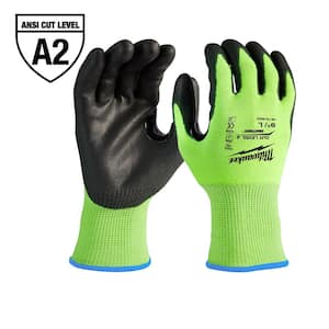 Medium High-Visibility Cut 2 Resistant Polyurethane Dipped Work Gloves