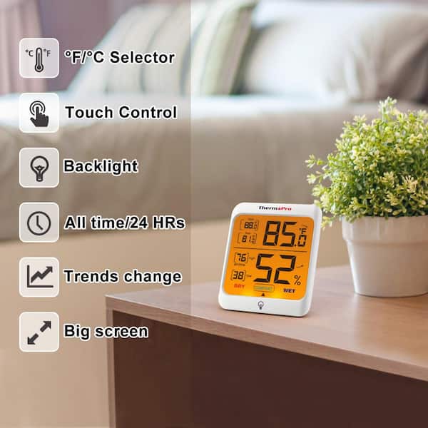 ThermoPro TP49W Indoor thermometer Humidity Temperature Gauge Monitor Meter  Hygrometer TP49W - The Home Depot