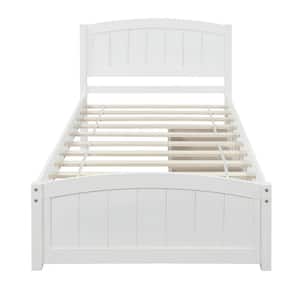 Wood White Twin Platform Bed with 2-Drawers