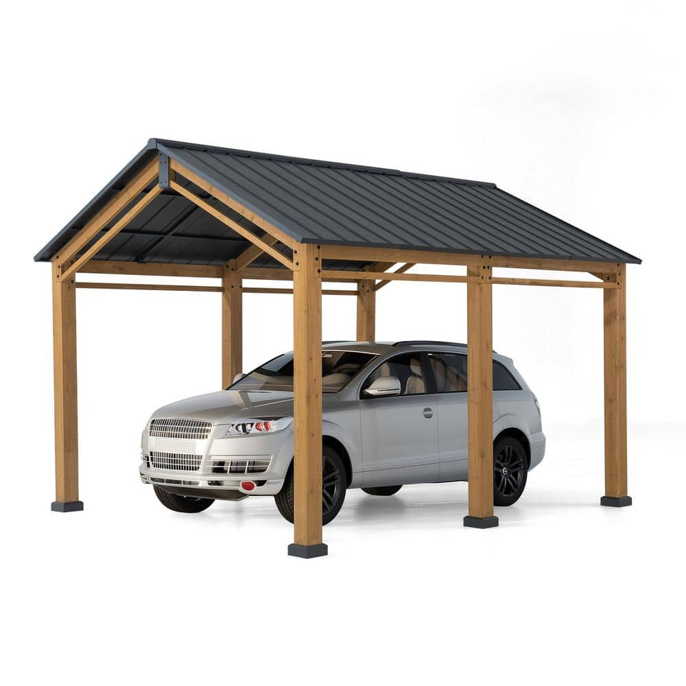 AUTOCOVE Hanover 11 ft. W x 13 ft. D x 10 ft. H Cedar Wood Carport ...