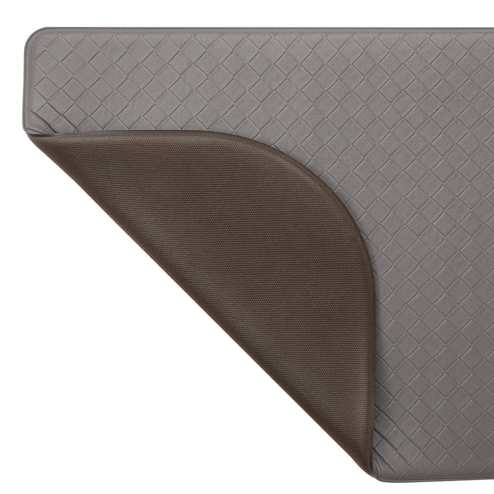 Gray 48" PVC Basketweave Anti-Fatigue Kitchen Mat