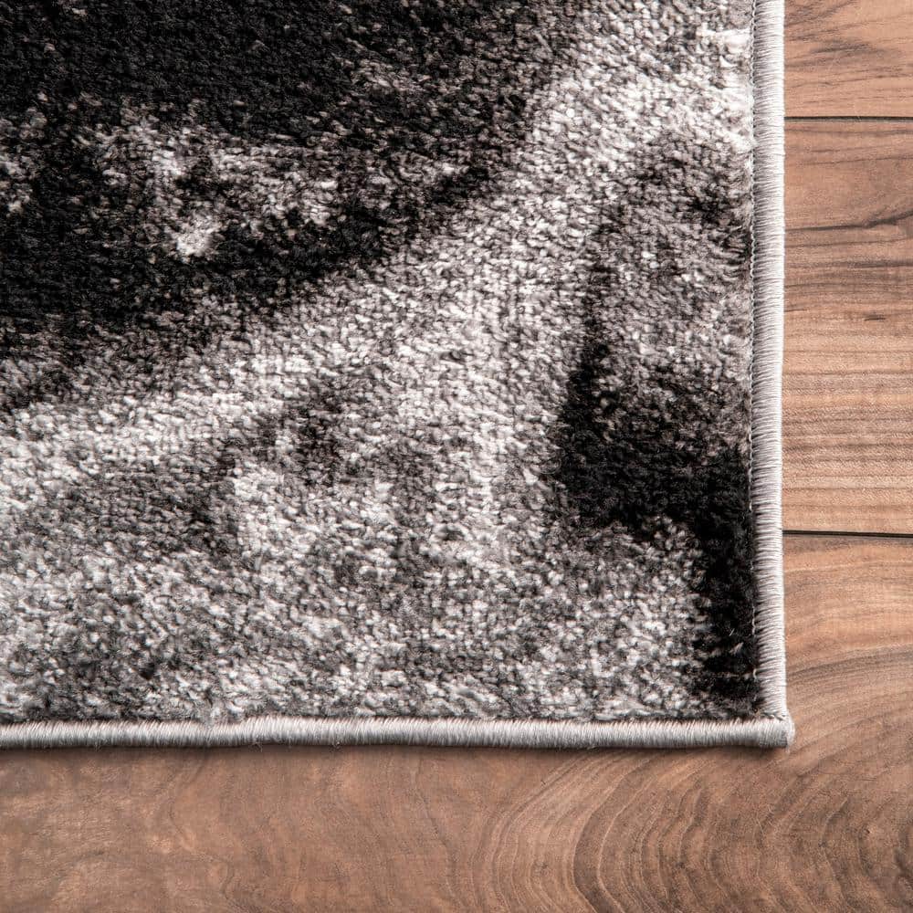 Gray Abstract Non-Slip Synthetic 9' x 12' Area Rug