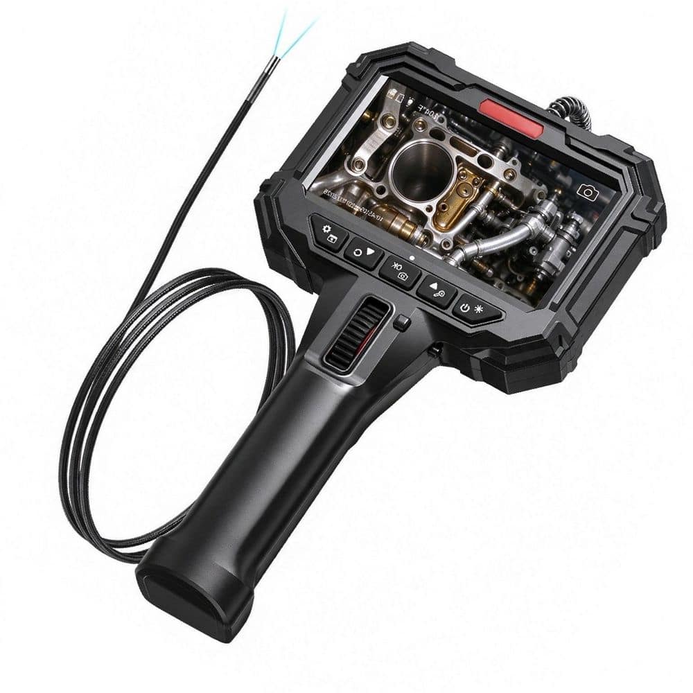 Helhom 2-Way Articulating Borescope, 5 in. Industrial Endoscope Camera with Light for Automotive Engine, HVAC, Mechanical