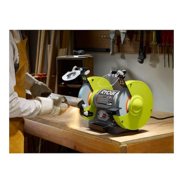 RYOBI 8 in. Bench Grinder Green BG828G - The Home Depot