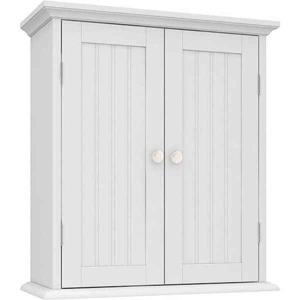 27.56 in. W x 9.06 in. D x 23.62 in. H Modern Bathroom Storage Wall Cabinet with Characteristic Woven Pattern in White