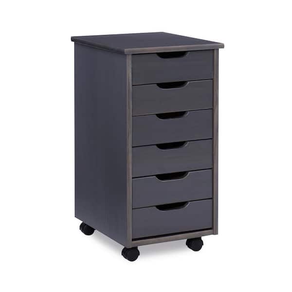 Linon Home Decor Mcleod Grey 6 Drawer Rolling Storage Organizational Cart