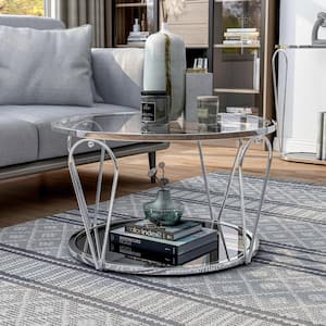Orrum 31 in. Chrome Round Glass Coffee Table
