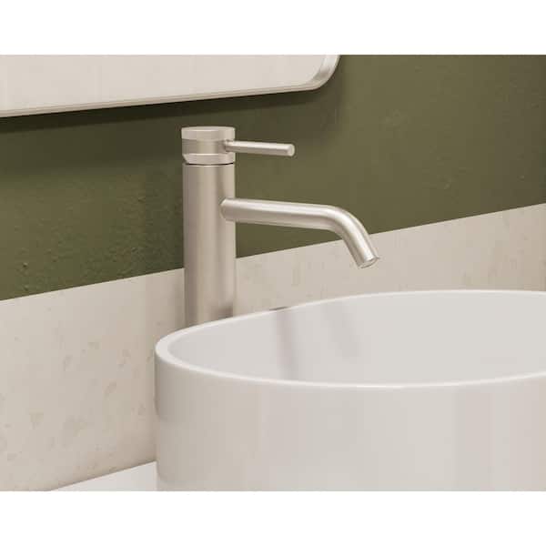 ANGELSEY Single Handle Vessel Sink Faucet with Pop-up Drain in Brushed Nickel
