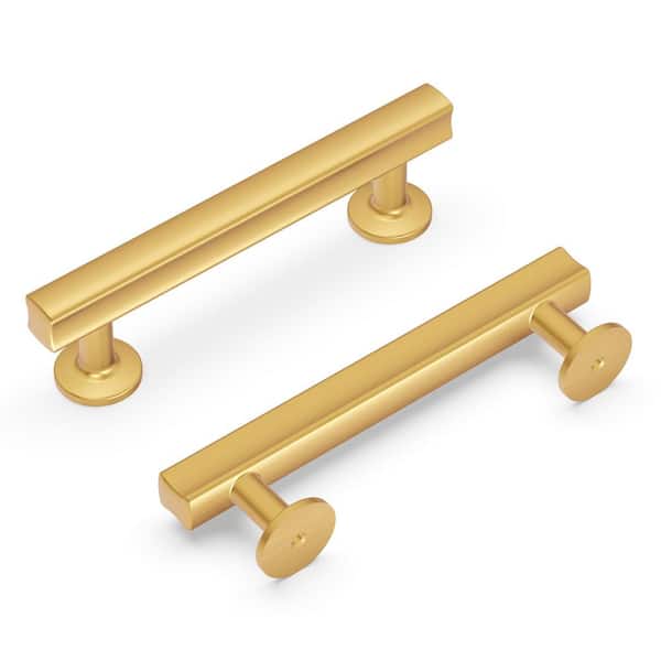 HICKORY HARDWARE Woodward Collection Pull 3-3/4 in. (96mm) Center to Center Brushed Golden Brass Finish Modern Zinc Bar Pull (1 Pack )