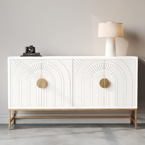 Urban Woodcraft Coral Whitewash, 60 in. Side Storage Cabinet