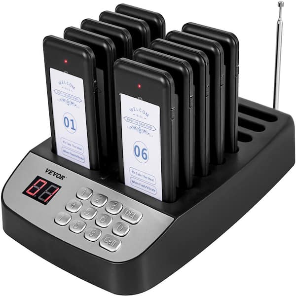 VEVOR F100 Restaurant Pager System 10 Pagers Max 98 Beepers Wireless Calling System