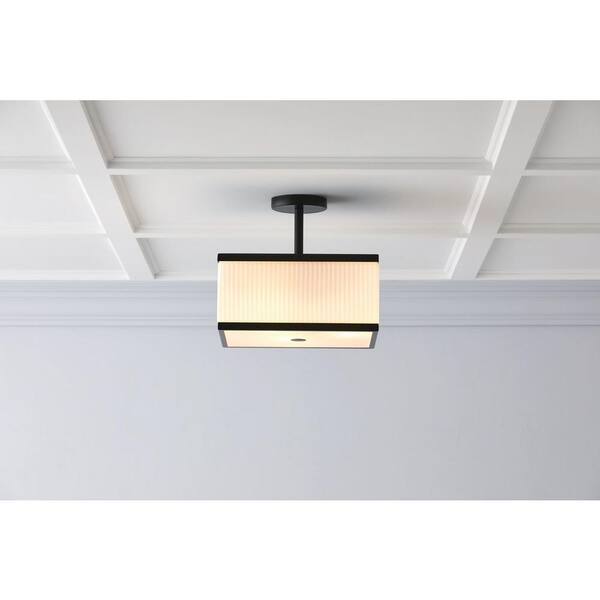 GLUCKSTEINELEMENTS Ashbury 13 in. 3-Light Black Square Flush Mount