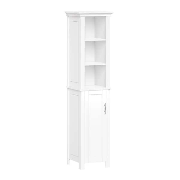 RiverRidge Home Ashland 13.94 in. W x 13.5 in. D x 60 in. H White Tall Narrow Bathroom Storage Linen Cabinet Organizer