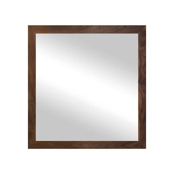 2 in Walnut Frame (30 in. W x 43 in. H) Walnut Hardwood Rectangle Wall Mirror