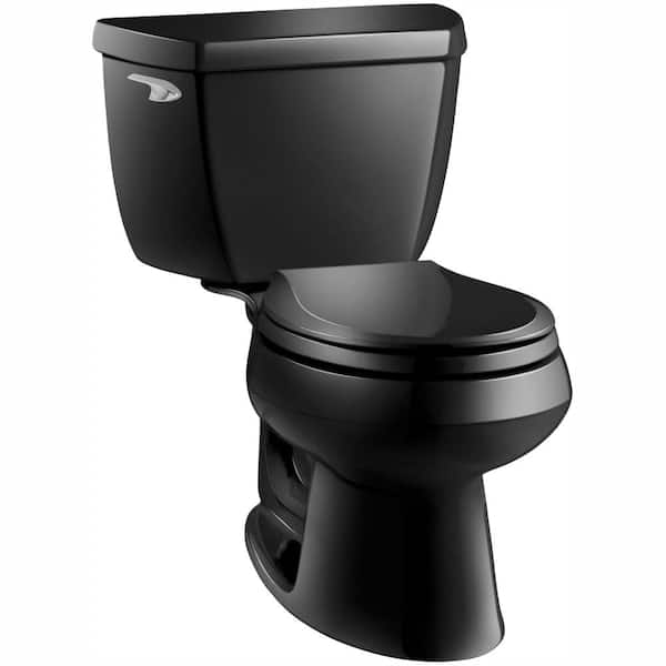 KOHLER Wellworth Classic 2-Piece 1.28 GPF Single Flush Round Front Toilet with Class Five Flushing Technology in Black