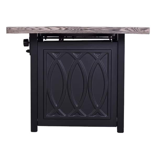 Unbranded 35 in. Outdoor 50,000BTU Auto-Ignition Propane Gas Fire Table in Black Brown with Waterproof Cover