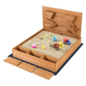 VEVOR Wooden Sandbox with Cover, 6 ft. W x 6 ft. L Octagonal