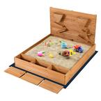 3 ft. W x 4 ft. L Wooden Sandbox with Sand Wall and Cover and Bottom Liner for Kids Outdoor