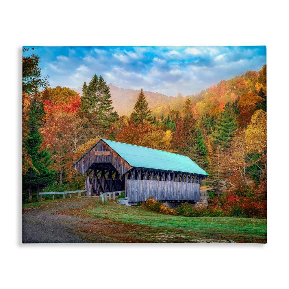 Woodland Covered Bridge Mountain Foliage by Rick Berk Unframed Graphic Nature Art Print 36 in. x 48 in. price history on PriceWatchPro