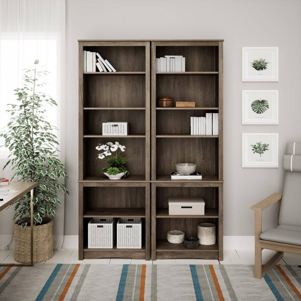 Drifted Gray Composite Transitional Tall 6-Shelf Bookcase
