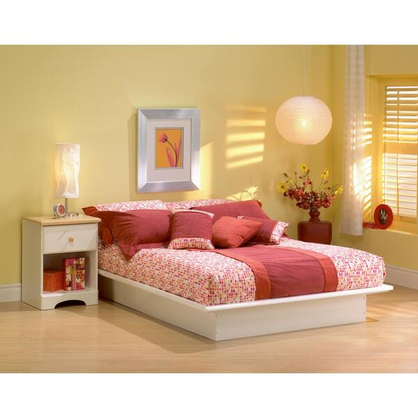 South Shore Step One Queen Size Platform Bed in Pure White 3050233 The Home Depot