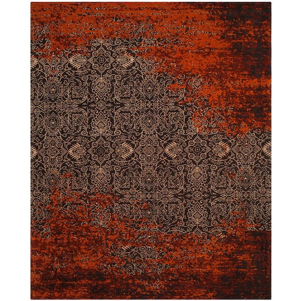 SAFAVIEH Classic Vintage Rust/Brown 9 ft. x 12 ft. Floral Area Rug