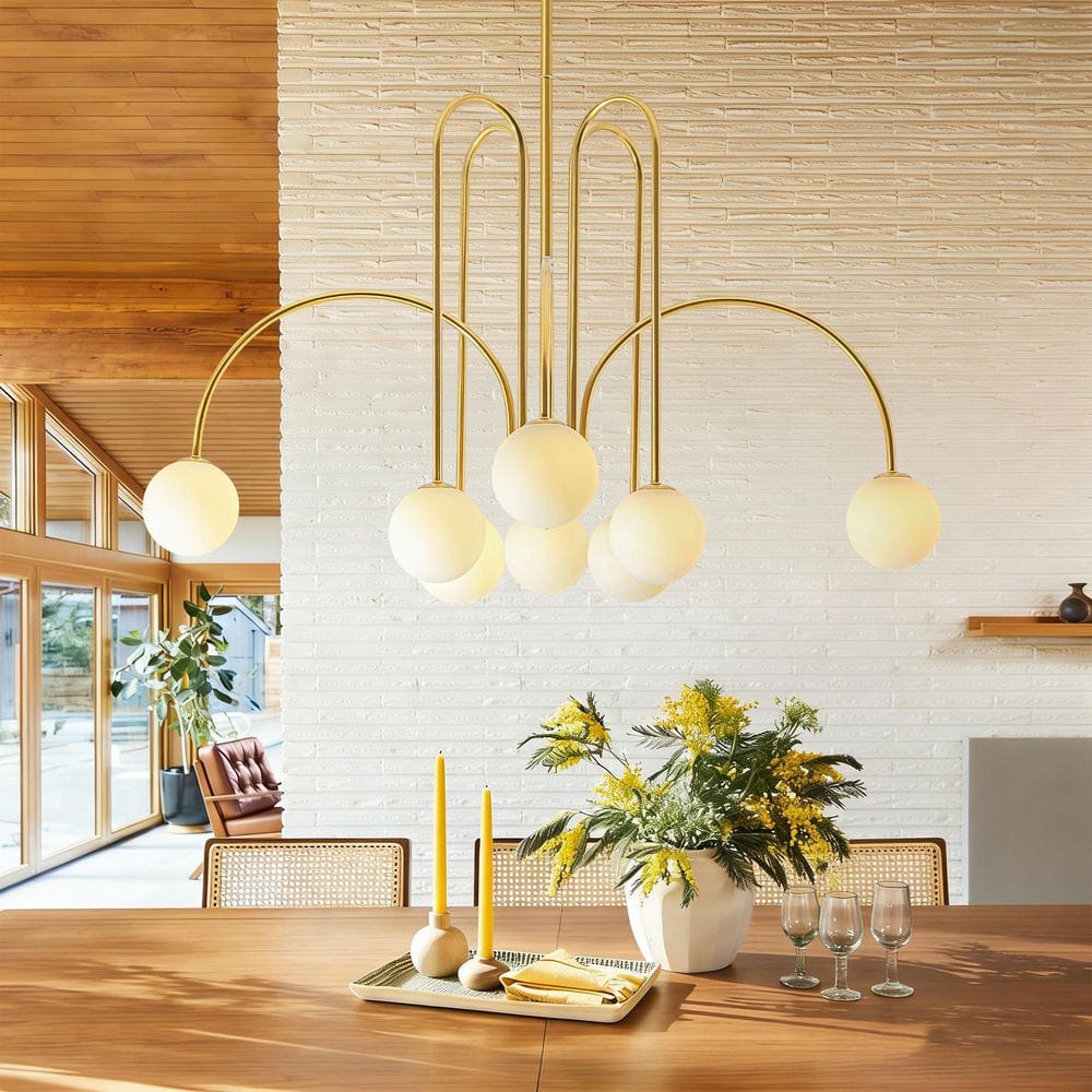 RRTYO Erik 8-Light Gold Linear Modern Sputnik Chandelier with