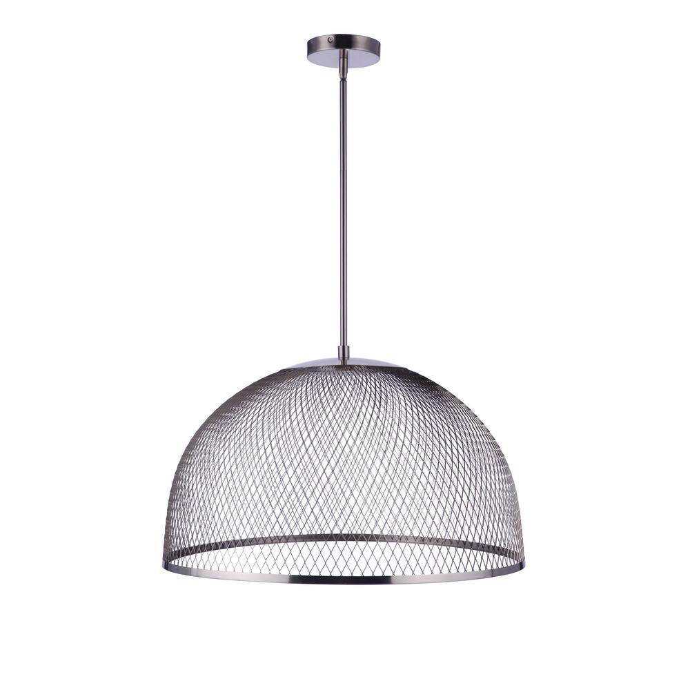 Brushed Polished Nickel Mesh Dome LED Pendant Light