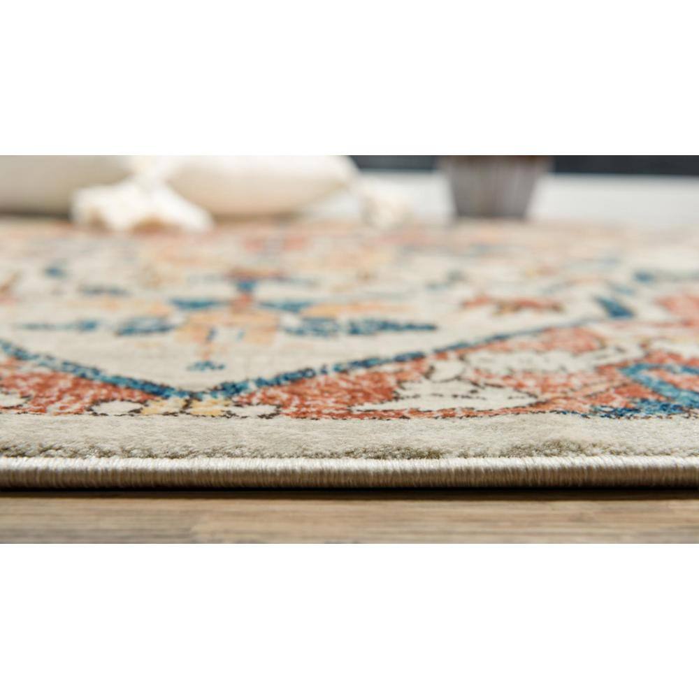 Oslo Beige and Multicolor Rectangular Synthetic Area Rug