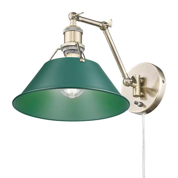 Orwell Articulating Wall Sconce in Aged Brass with Pine Green