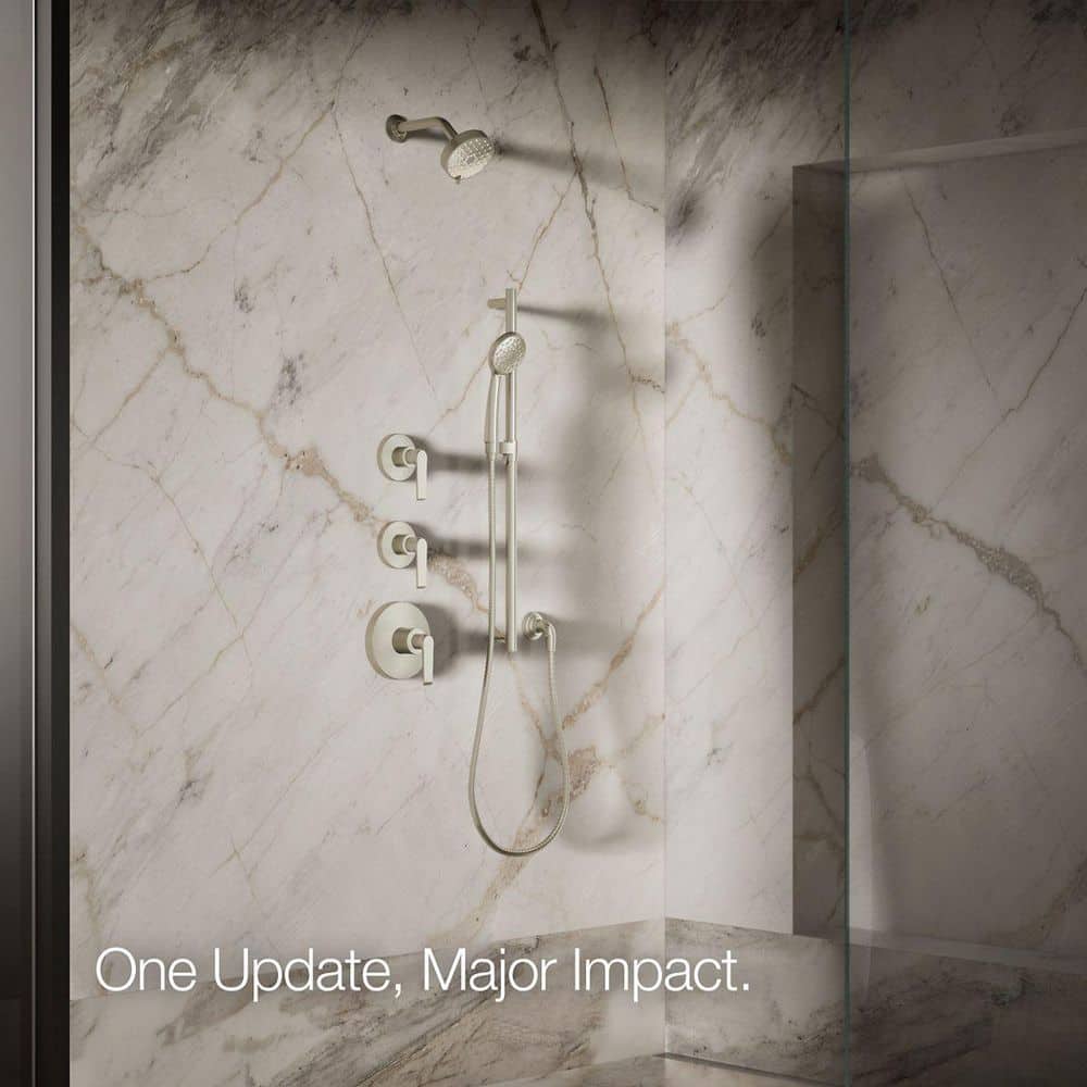Vibrant Brushed Nickel Multifunction Wall-Mounted Showerhead