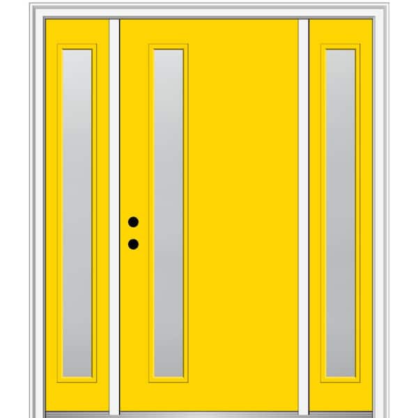 MMI Door 68.5 in. x 81.75 in. Viola Right-Hand Inswing 1-Lite Frosted Painted Fiberglass Smooth Prehung Front Door with Sidelites