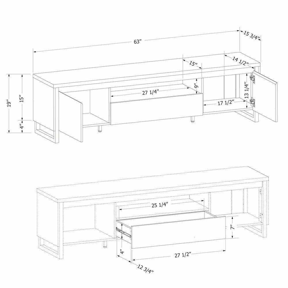 Urban Modern Black MDF TV Stand with Cabinet and Drawer