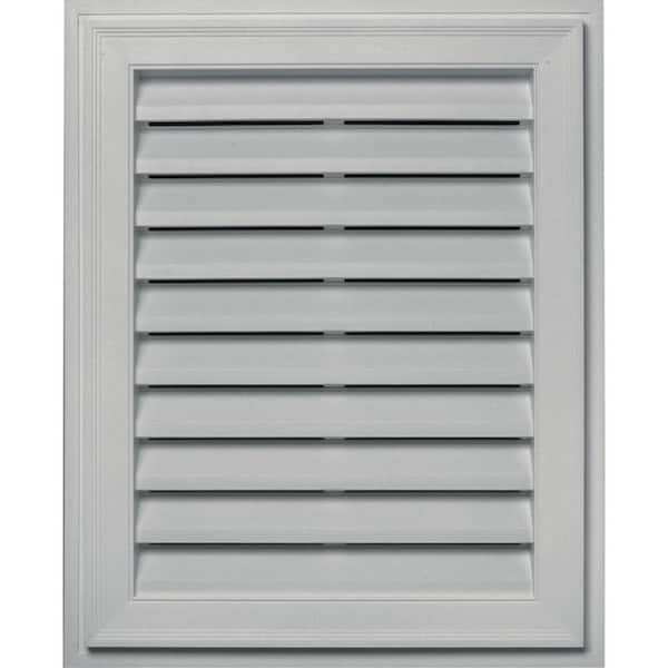 Builders Edge 26.2 in. x 32.2 in. Rectangular Gray Plastic Built-in Screen Gable Louver Vent