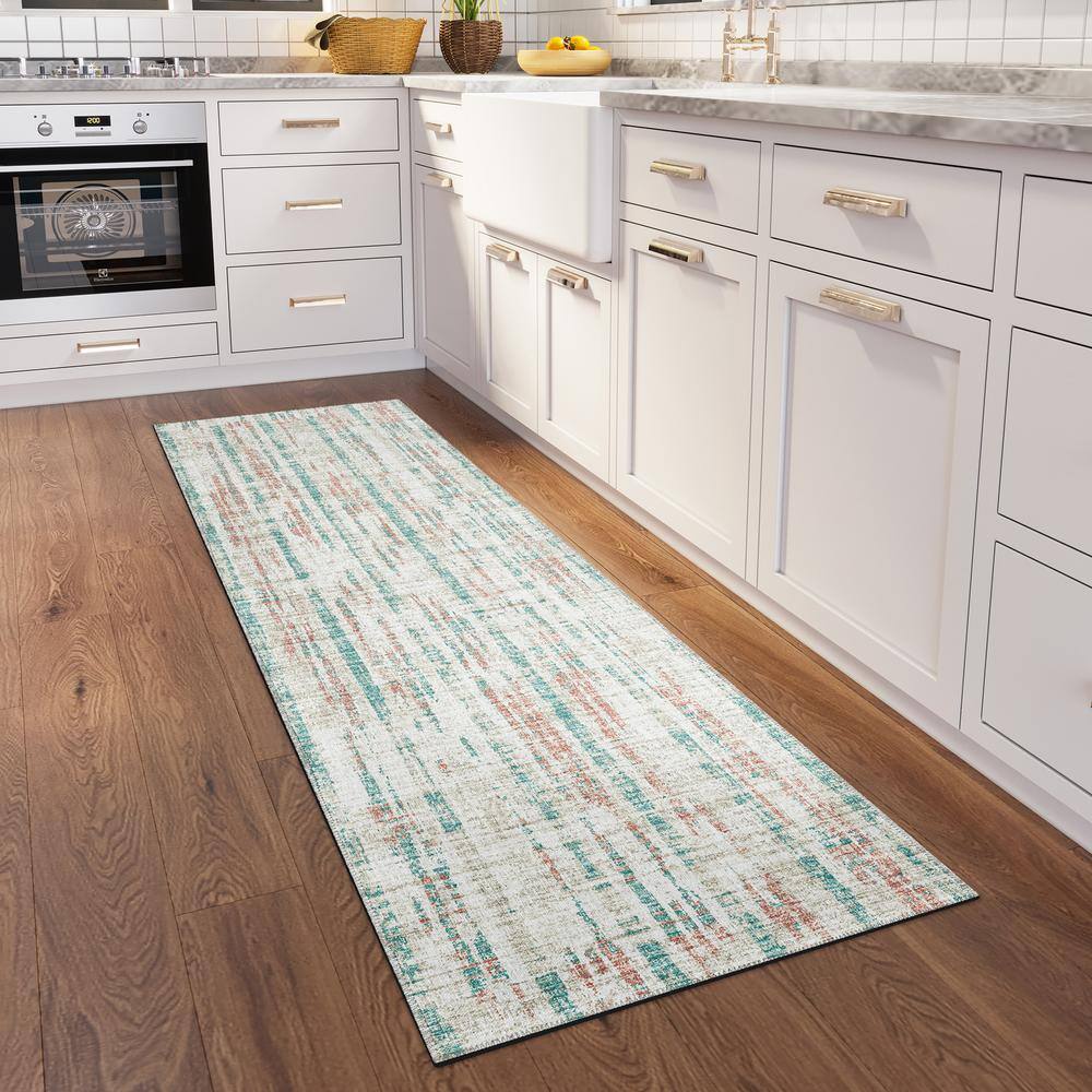 Ivory Abstract Flat Woven Non-slip Runner Rug