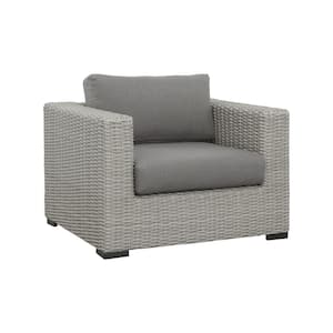 Chic Design Light Gray Wicker Outdoor Lounge Chair with Deep Cushion