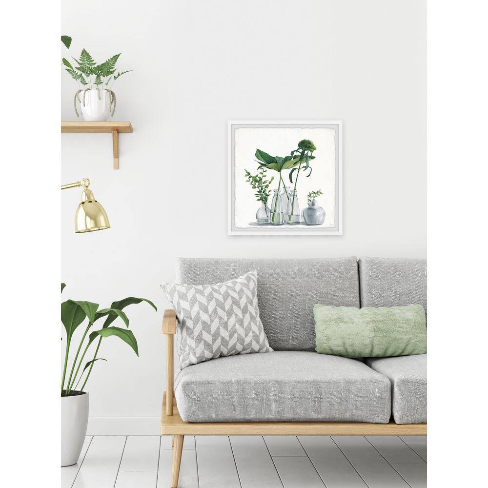 Clear Greens White Framed Nature Print on Canvas 12" x 12"