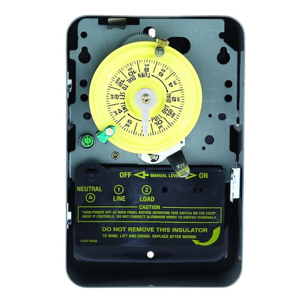 T100 Series 40 Amp 24-Hour Indoor Wall Mount Mechanical Time Switch with Steel Enclosure, Gray