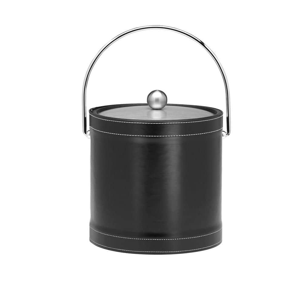 Kraftware 3 Qt. Stitched Black Ice Bucket with Bale Handle 68768 The Home Depot