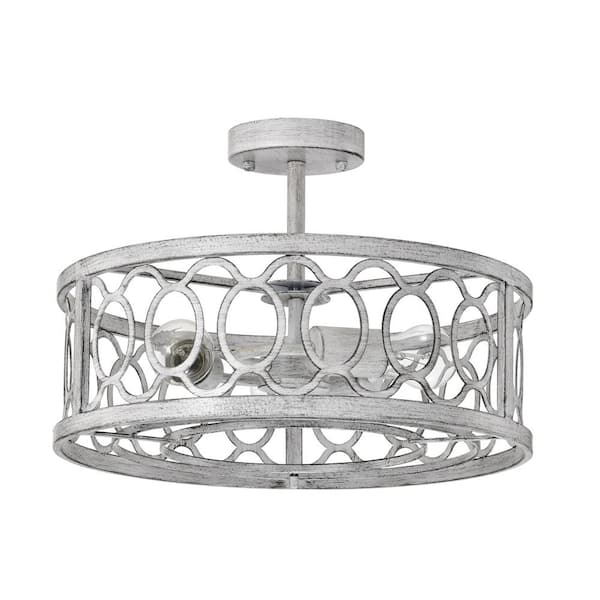 HKMGT 3-Light Matte White Farmhouse Cylinder Chandelier for Kitchen Island with No Bulbs Included