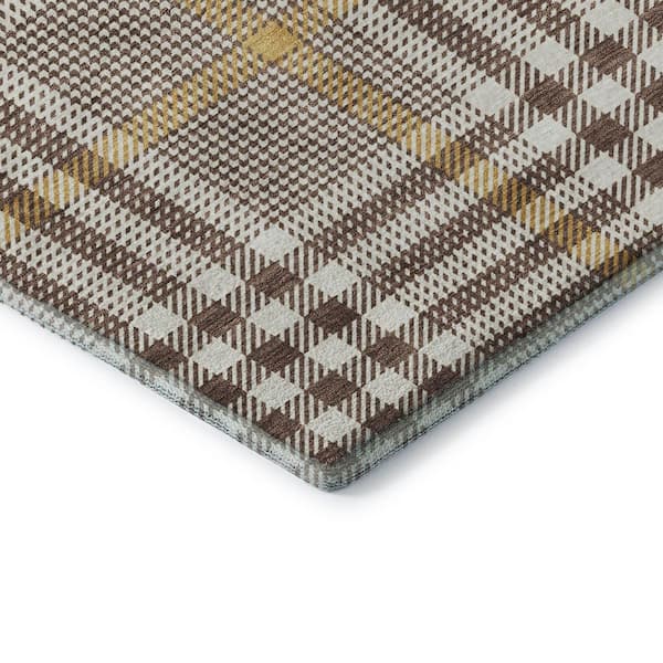Mayfield Premium Machine Washable Abstract AMF1054 Brown 2 ft. 3 in. x 7 ft. 6 in. Runner Rug