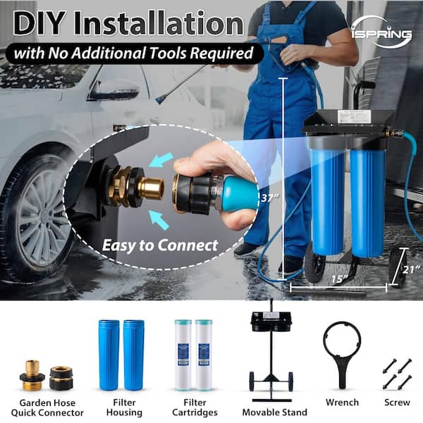 ISPRING Spotless Car Wash System, Deionized Water System for Car Wash, RVs,  Boats, Motorcycles, and Windows WGB22BD - The Home Depot
