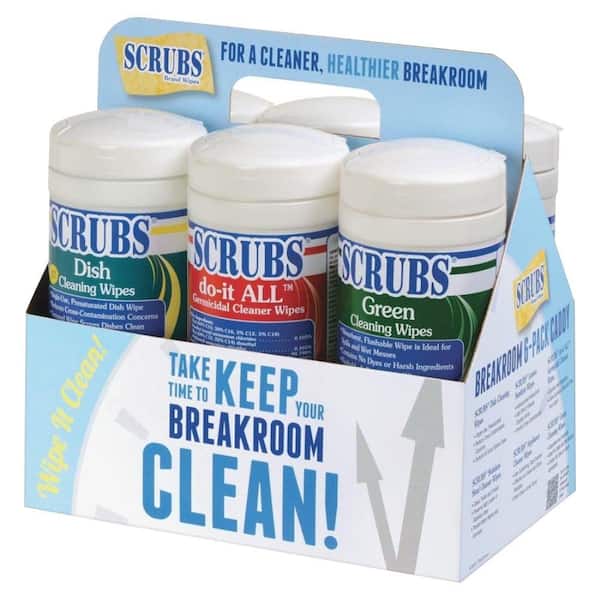 SCRUBS 6 in. x 10.5 in. Cleaning Wipes with Caddy (6-Pack)