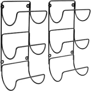 Towel-Rack Holder - Wall Mounted Organizer for Linens Set of 2 (Black)