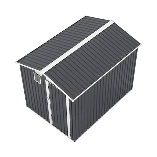 6 ft. W x 8 ft. D Gray Metal Storage Shed with Lockable Doors for Garden(48 sq. ft. )