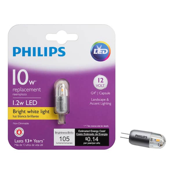 Philips 10W Equivalent T3 G4 LED Base Light Bulb Bright White T3 12-Volt 458497 - The Home Depot