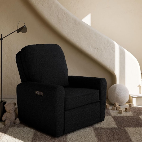 Amalfi Black Boucle Deluxe Power Recliner Swivel Glider