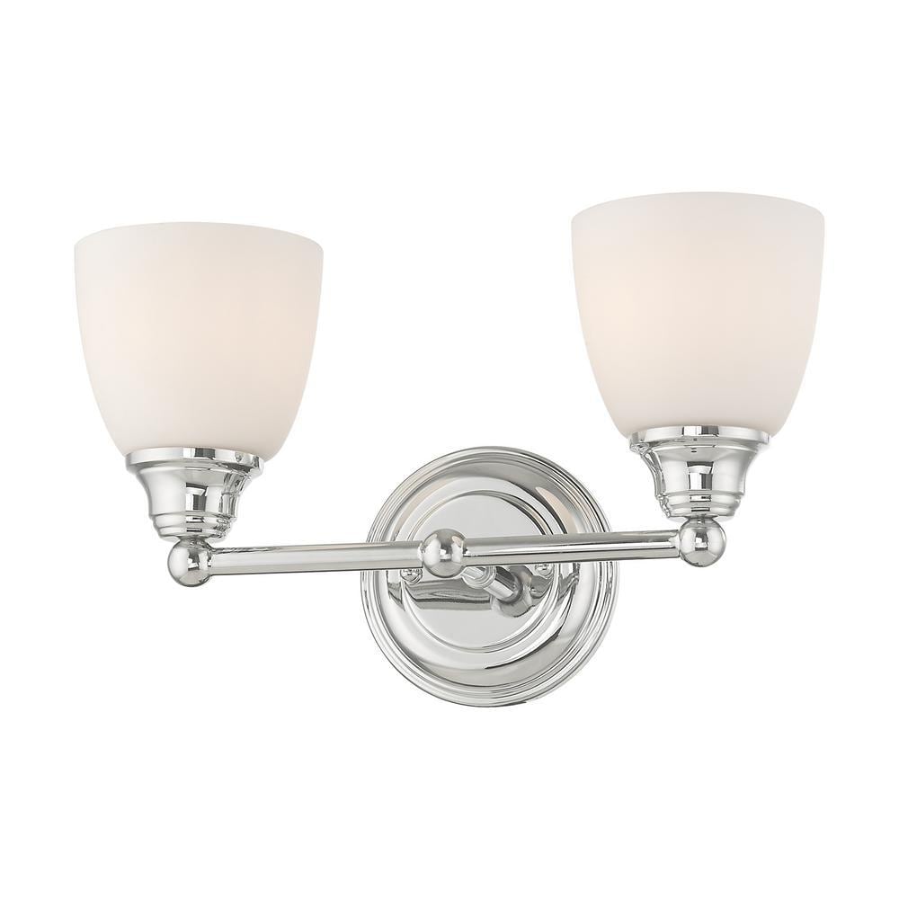 Polished Chrome 2-Light Vanity with Satin Opal Glass