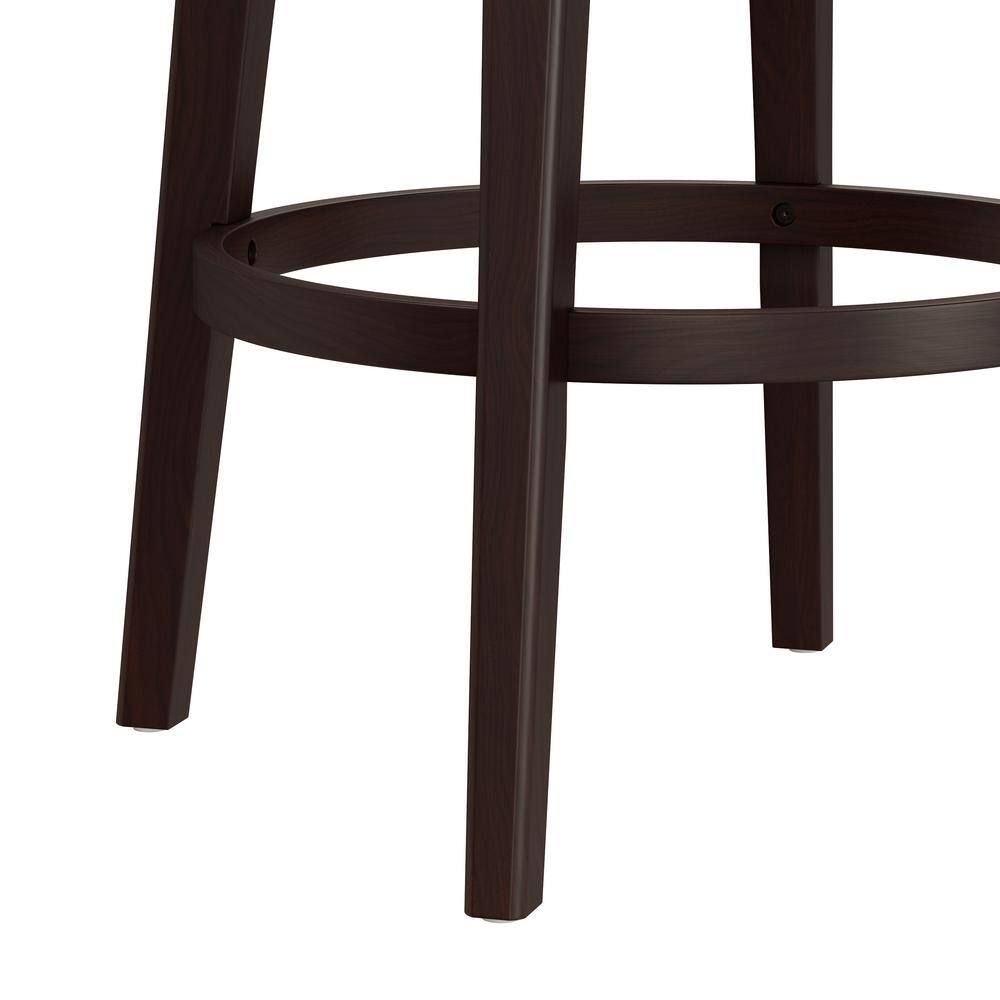 Halbrooke 30" Brown Wood Swivel Barstool with Cream Fabric