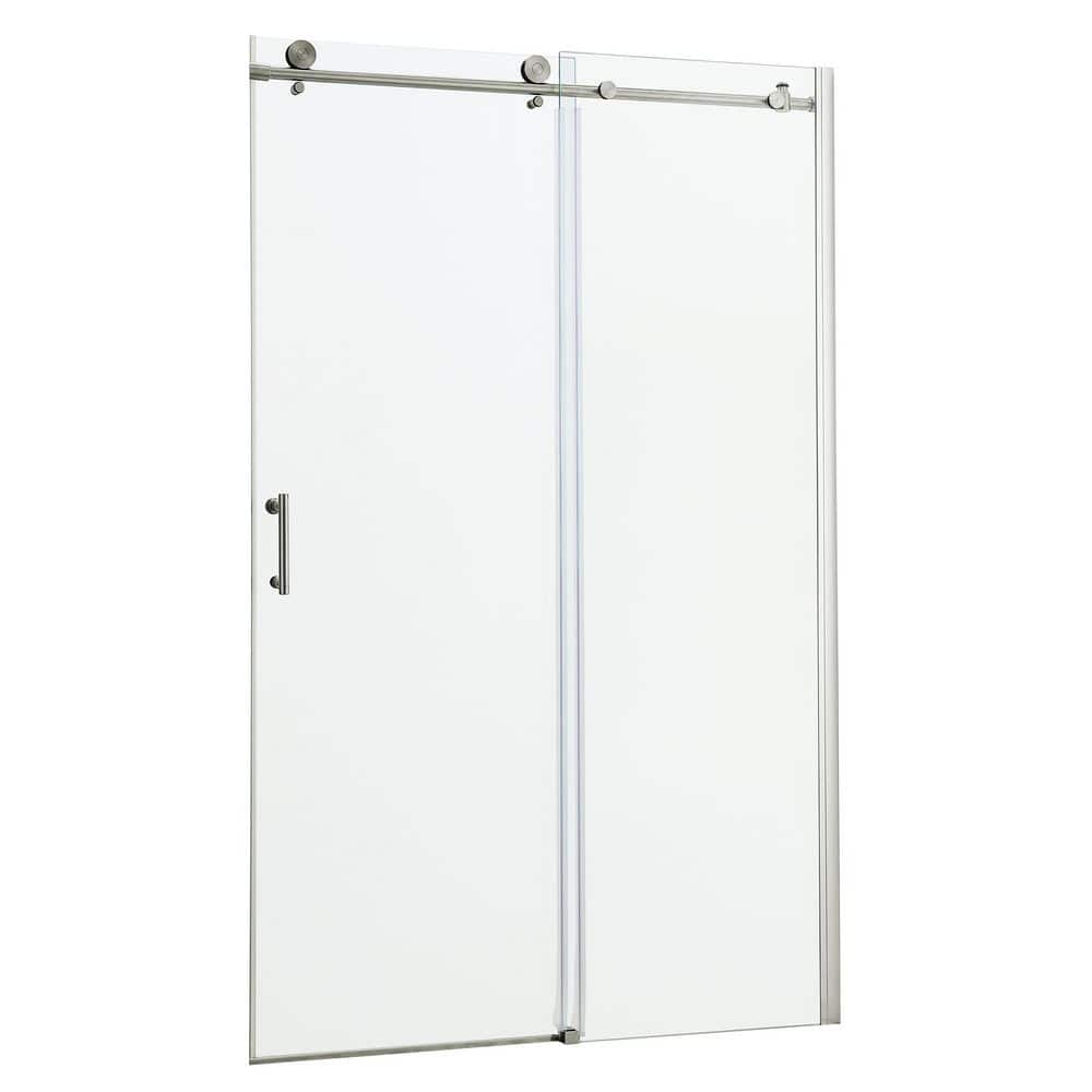 48 in. W x 76 in. H Sliding Framed Shower Door in Brushed Nickel Finish with 5/16 in. Tempered Glass price history on PriceWatchPro